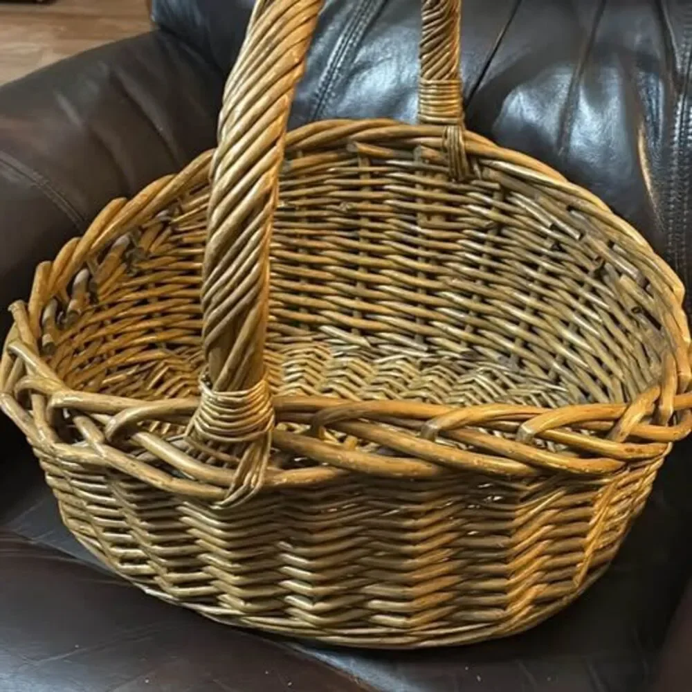 Large heavy Wicker Woven Basket with Handle